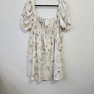 NWT H&M Floral Baby doll Smocked top in size XL
